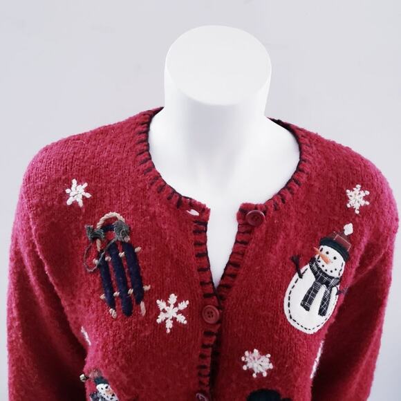 Croft & Barrow Women's Holiday Snowman Red Christmas Sweater Petite Large - Picture 5 of 11